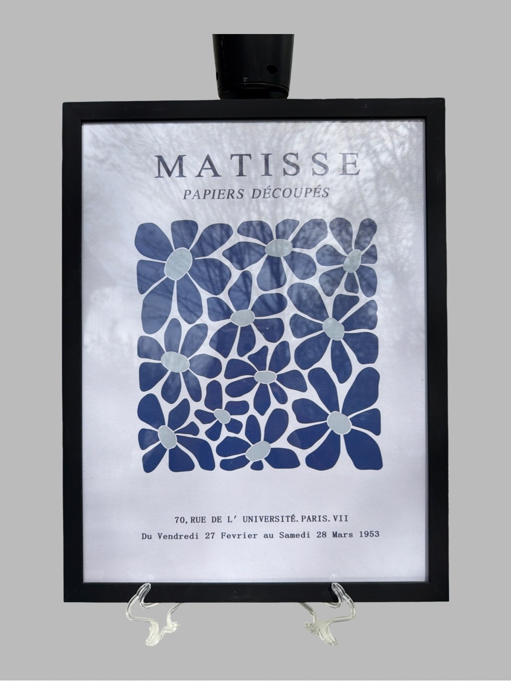 🖼️ Matisse Floral Cut-Fabric Print in Black Frame, 12”W x 16”L